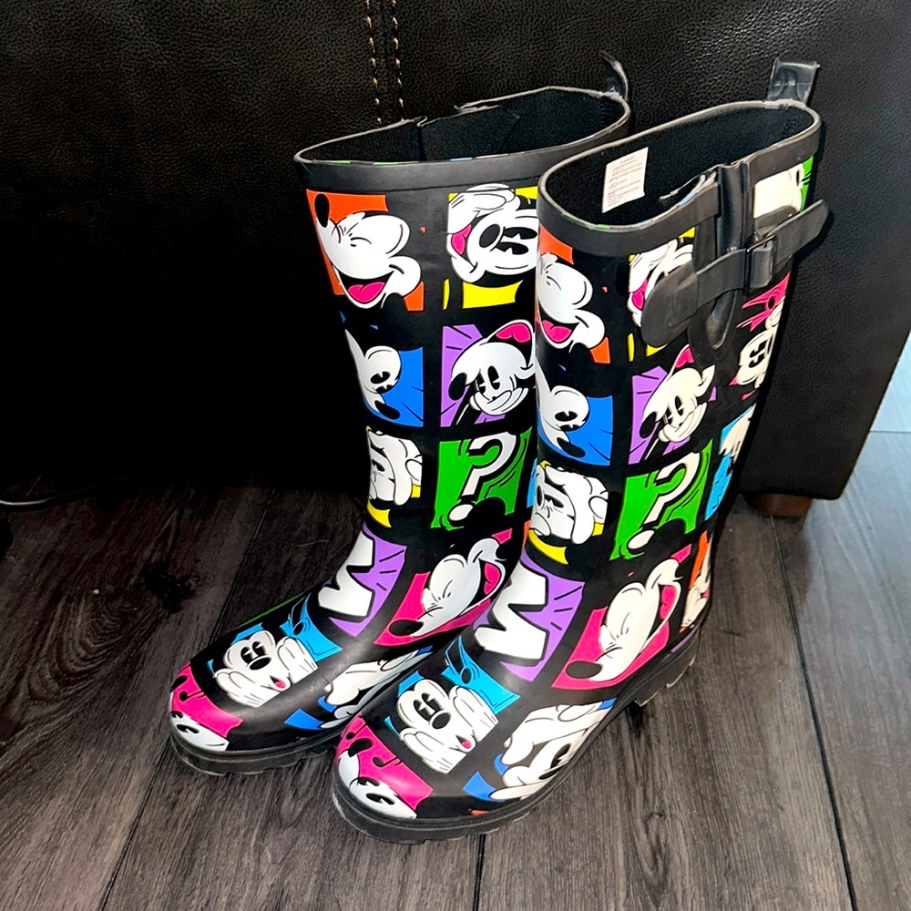 Disney Mickey Disneyland PARIS Rain Boots Wellies Galoshes size 8